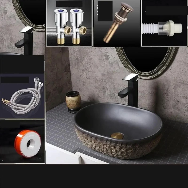Slick Ceramic Vessel Sink With Imitation Stone Finish And Smooth Oval Basin Perfect For Modern Home Bathroom Or Outdoor Pool Countertop Setup That Delivers Drop Dead Gorgeous Style While Being Hella Easy To Maintain And Built To Last