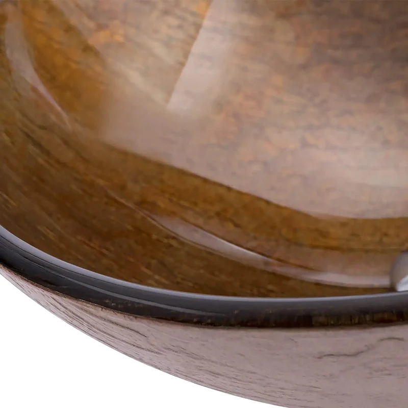 Round Brown Tempered Glass Vessel Sink With Waterfall Faucet And Pop Up Drain For Countertop Bathroom Vanity Above Counter Art Basin Hella Tough Rock Solid Setup