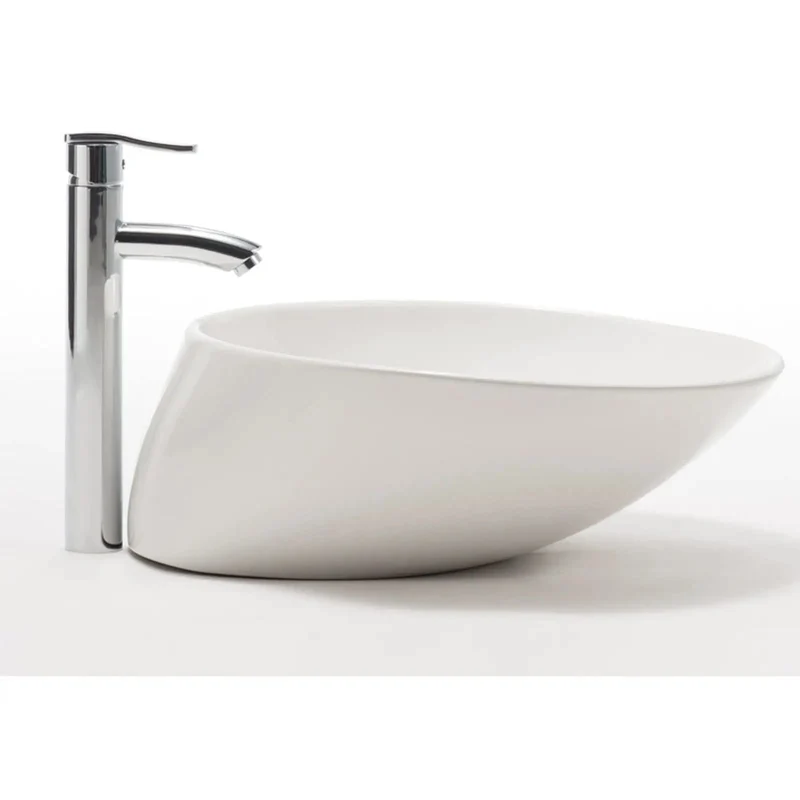 Premium Oval Vessel Sink That Sits Above Counter Using Top Tier White Porcelain Ceramic With A Fresh Marble Texture And Clean No Overflow Design To Give Your Bathroom A Straight Fire Upgrade