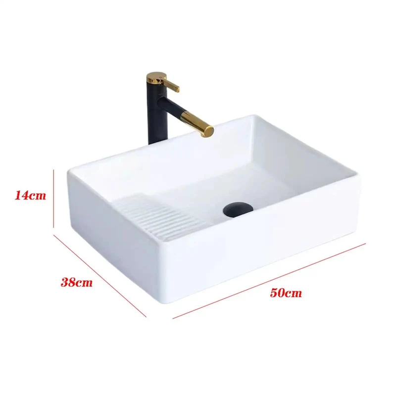 Sleek Rectangular Ceramic Countertop Bathroom Vessel Sink With Brushed Nickel Faucet And Complete Plumbing Kit For A Dead Easy Install And Instant Master Bath Glow Up