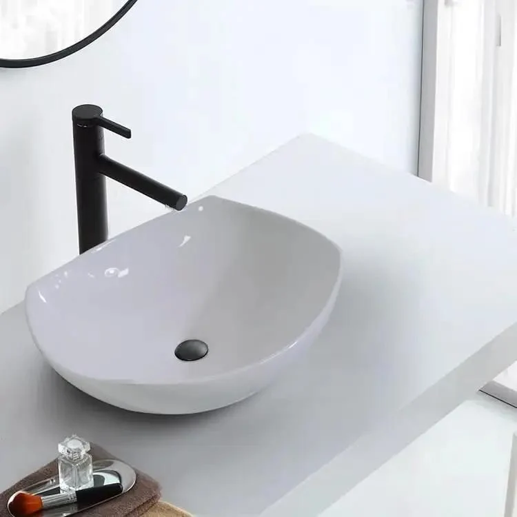 Modern White Ceramic Vessel Sink Round Counter Basin Zero Hassle Bathroom Washbasin Solid Build Timeless White Finish Effortless Mounting For Apartments And Hotels