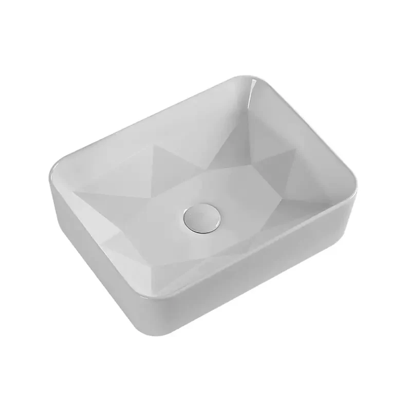 Modern Geometric Bathroom Vessel Sink In Crisp White Porcelain Rock Solid Countertop Vanity Basin With Above Counter Ease And Stain Resistant Finish That Hits Different For Your Powder Room Upgrade