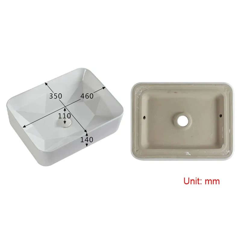 Modern Geometric Bathroom Vessel Sink In Crisp White Porcelain Rock Solid Countertop Vanity Basin With Above Counter Ease And Stain Resistant Finish That Hits Different For Your Powder Room Upgrade