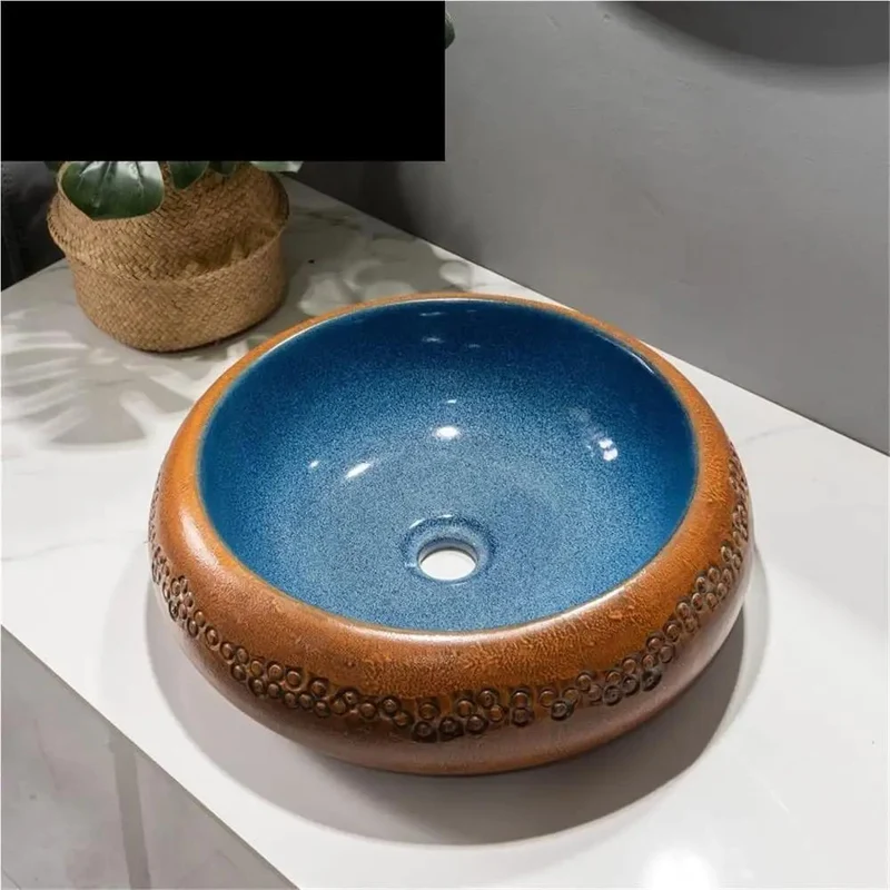 Retro Vessel Countertop Sink For Bathroom Vanity With Included Faucet And Drain Easy Peasy Nonporous Glaze Hella Sleek Above Counter Basin Modern Design
