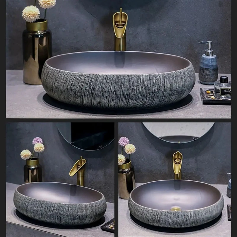Slick Vintage Vessel Sink Bowl Basin Featuring Retro Ceramic Craftsmanship Built Tough Walls For No Hassle Cleanup Above Counter Vanity Makeover Truly A Real Deal Addition For Your Home Bathrooms