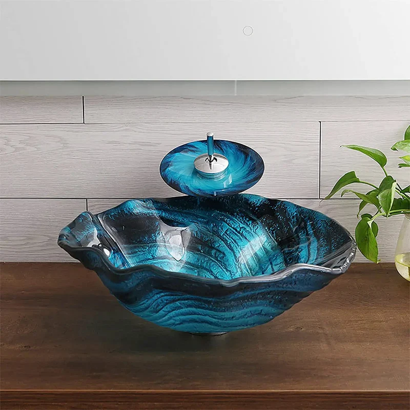 Top Shelf Tempered Glass Vessel Sink, Heavy Duty Countertop Basin, Complete Drain Kit And Mounting Ring, Sleek Art Vanity Bowl, Crystal Clear Glass, Instant Upgrade For Your Bathroom