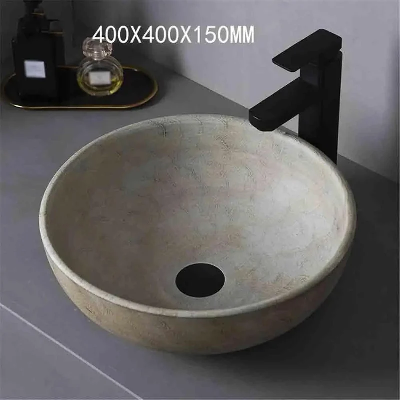 Round Countertop Vessel Sink For Bathrooms And Balconies - Durable Easy Peasy Clean Washbasin With Modern Design For Indoor And Outdoor Use - A Rock Solid Setup Upgrade For Any Space