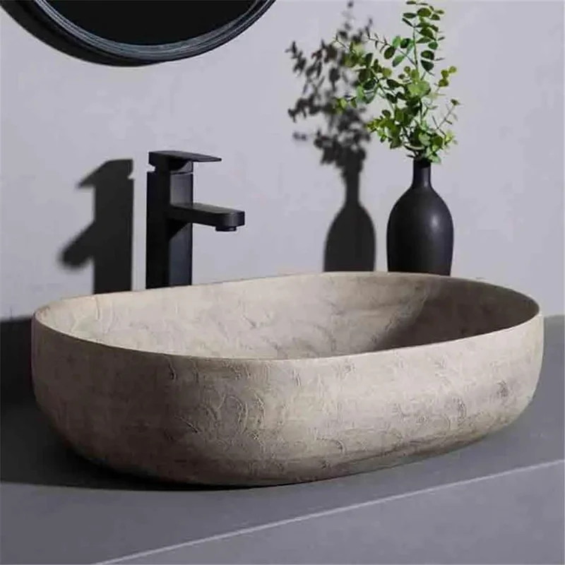 Round Countertop Vessel Sink For Bathrooms And Balconies - Durable Easy Peasy Clean Washbasin With Modern Design For Indoor And Outdoor Use - A Rock Solid Setup Upgrade For Any Space