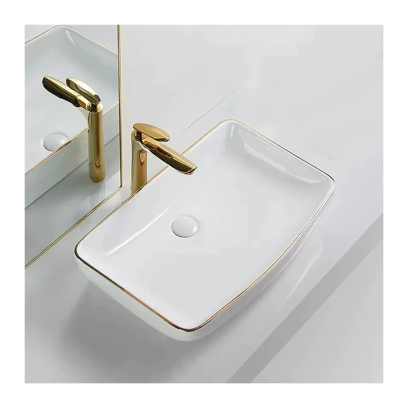 Modern Rectangle Vessel Sink For Bathroom Countertop Vanity Top Mount Ceramic Basin Featuring Slick White Finish Rock Solid Scratch Resistant Porcelain Zero Hassle Cleanup
