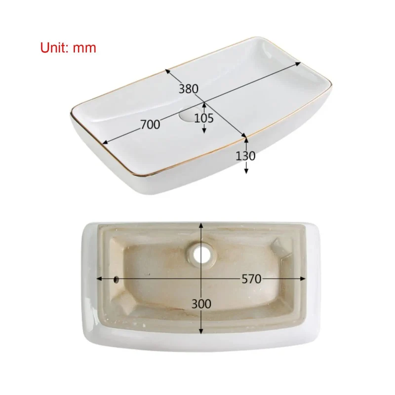 Modern Rectangle Vessel Sink For Bathroom Countertop Vanity Top Mount Ceramic Basin Featuring Slick White Finish Rock Solid Scratch Resistant Porcelain Zero Hassle Cleanup