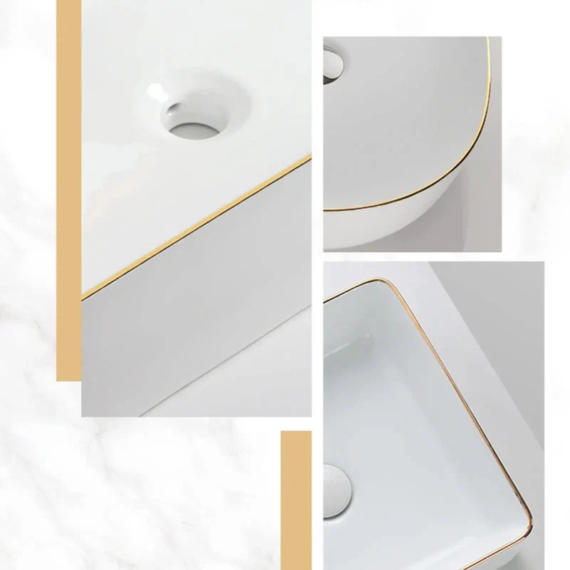 Modern Rectangle Vessel Sink For Bathroom Countertop Vanity Top Mount Ceramic Basin Featuring Slick White Finish Rock Solid Scratch Resistant Porcelain Zero Hassle Cleanup
