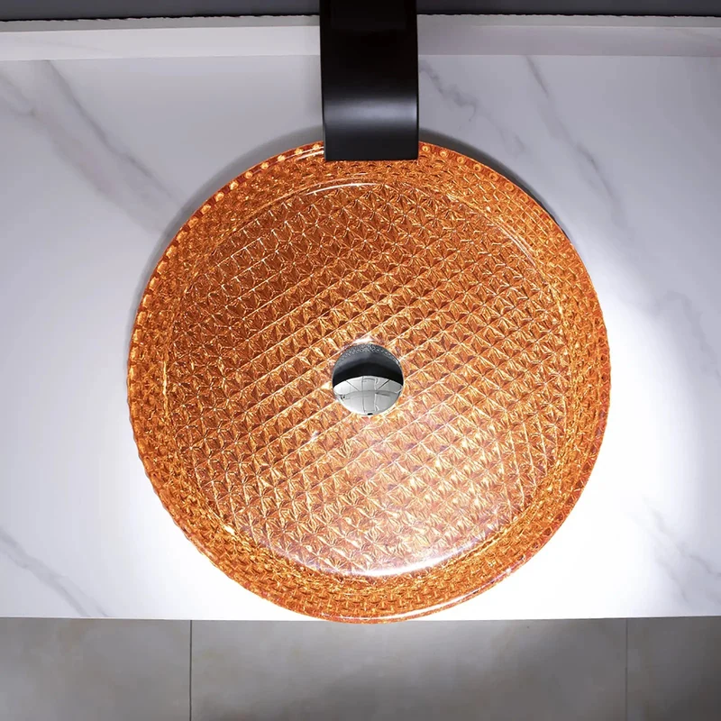 Top Tier Glass Vessel Sink With Smooth Waterfall Faucet And No Sweat Pop Up Drain For Sleek Countertop Vanity Strong Crystal Bowl Above Counter Washbasin Rich Gold Finish