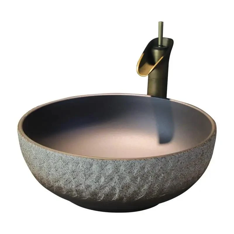 Round Ceramic Vessel Sink Bathroom Wash Basin Solid Countertop Bowl No Sweat Cleanup Drip Block Finish Room Glow Up Essential For Modern Spaces Delivers Sleek Dependable Daily Grind Performance Direct To Your Doorstep