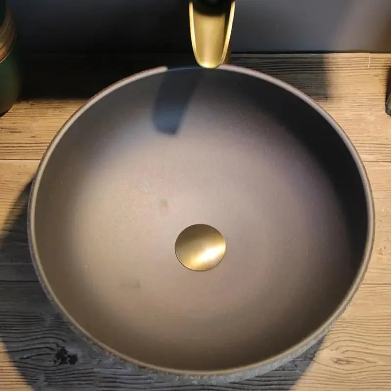 Round Ceramic Vessel Sink Bathroom Wash Basin Solid Countertop Bowl No Sweat Cleanup Drip Block Finish Room Glow Up Essential For Modern Spaces Delivers Sleek Dependable Daily Grind Performance Direct To Your Doorstep
