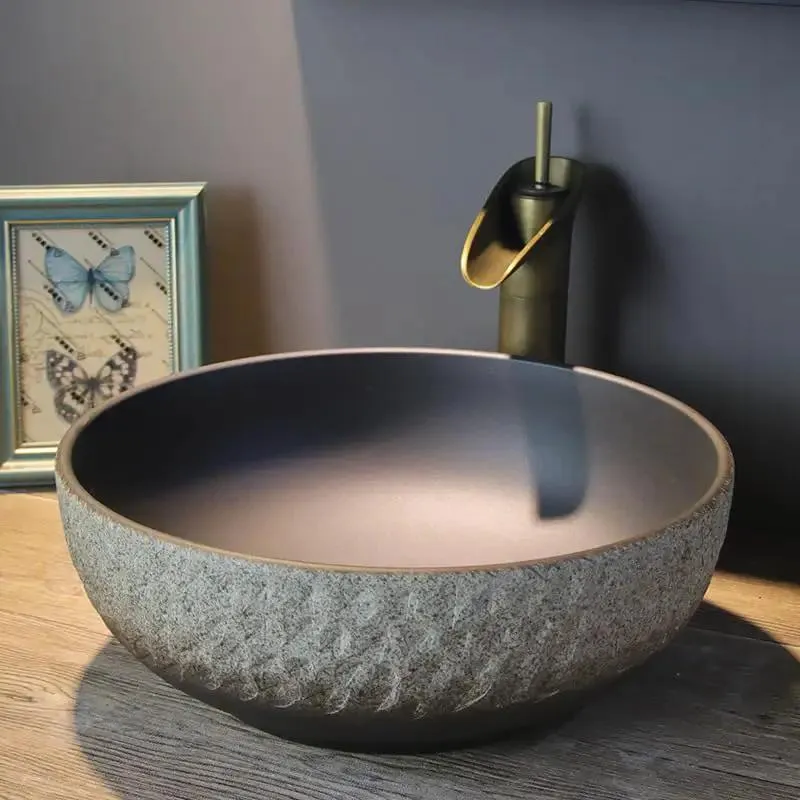Round Ceramic Vessel Sink Bathroom Wash Basin Solid Countertop Bowl No Sweat Cleanup Drip Block Finish Room Glow Up Essential For Modern Spaces Delivers Sleek Dependable Daily Grind Performance Direct To Your Doorstep