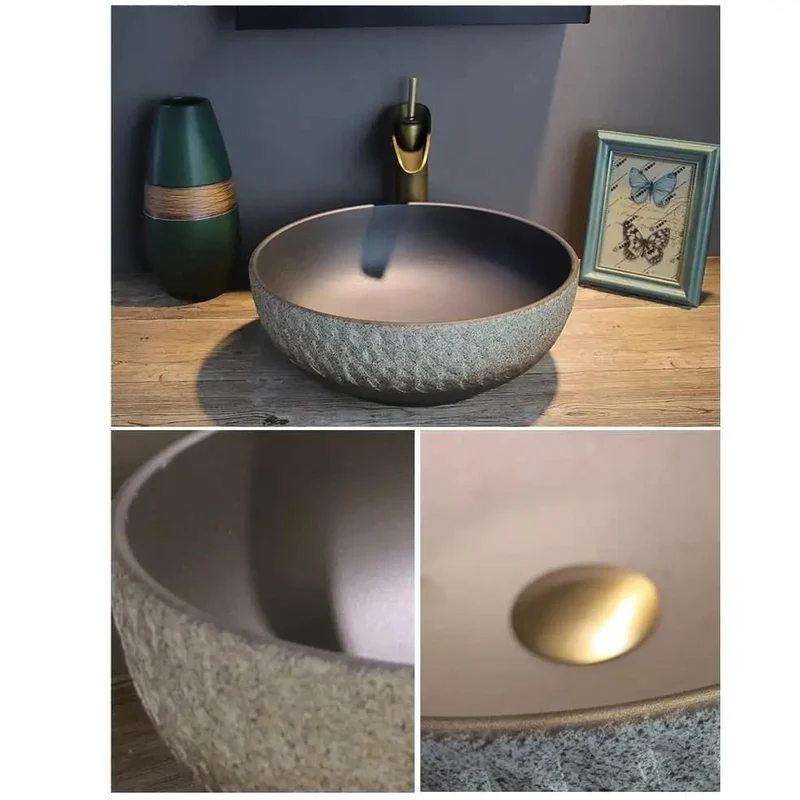 Round Ceramic Vessel Sink Bathroom Wash Basin Solid Countertop Bowl No Sweat Cleanup Drip Block Finish Room Glow Up Essential For Modern Spaces Delivers Sleek Dependable Daily Grind Performance Direct To Your Doorstep
