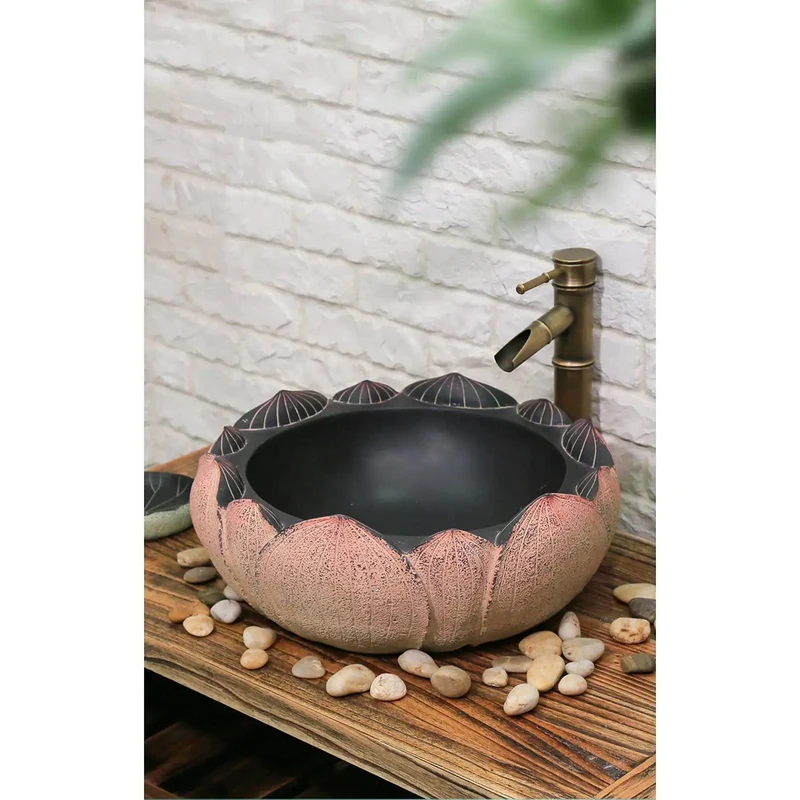 Top Tier Ceramic Vessel Sink With Slick Porcelain Finish And Chill Retro Lotus Design Made For Above Counter Vanity Drops That Add Real Swagger To Any Modern Bathroom Space