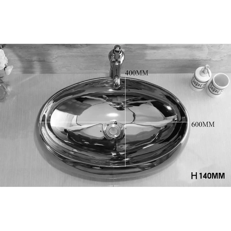Slick European Ceramic Vessel Sink With Top Shelf Chrome Faucet Included Darn Tough Oval Above Counter Bathroom Washbasin Rock Solid Art Basin For No Sweat Cleaning And Smooth Modern Setup