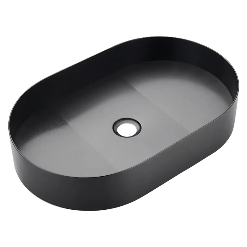 Sleek Matte Black Vessel Sink Heavy Gauge Stainless Steel Above Counter Bathroom Vanity Basin 21 By 13 Inch Modern Art Sink With Beefy Construction And Crisp Clean Lines