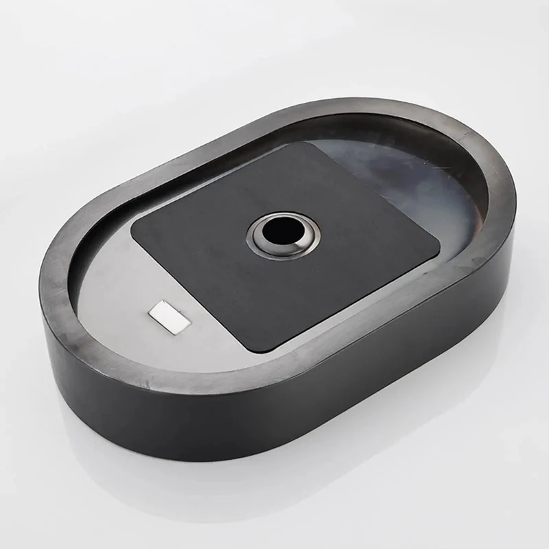 Sleek Matte Black Vessel Sink Heavy Gauge Stainless Steel Above Counter Bathroom Vanity Basin 21 By 13 Inch Modern Art Sink With Beefy Construction And Crisp Clean Lines