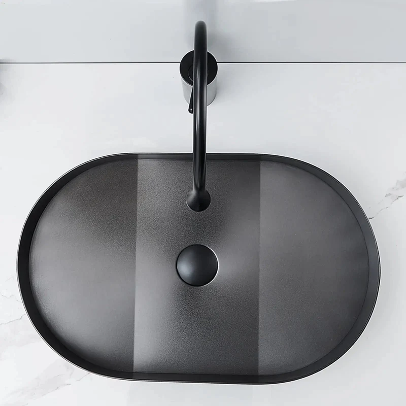 Sleek Matte Black Vessel Sink Heavy Gauge Stainless Steel Above Counter Bathroom Vanity Basin 21 By 13 Inch Modern Art Sink With Beefy Construction And Crisp Clean Lines