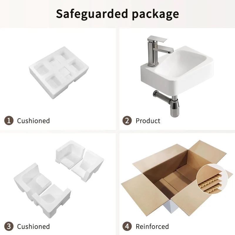 Top Shelf Wall Mount Bathroom Sink Tough Ceramic Vessel Basin Milk White Compact Rectangle Washstand Tight Footprint Layout Smooth Finish Quick Hookup Setup For Home Baths