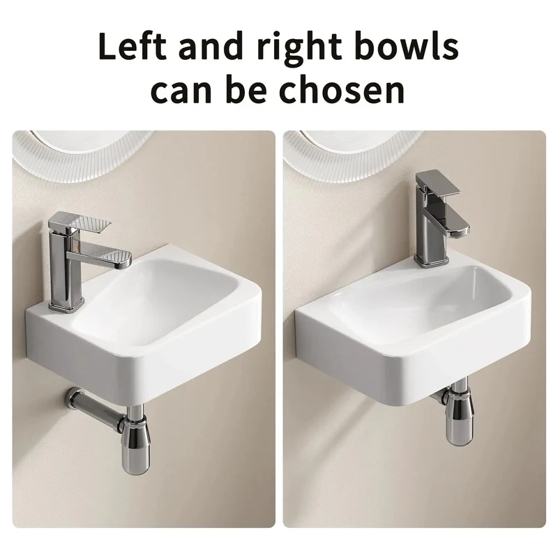 Top Shelf Wall Mount Bathroom Sink Tough Ceramic Vessel Basin Milk White Compact Rectangle Washstand Tight Footprint Layout Smooth Finish Quick Hookup Setup For Home Baths