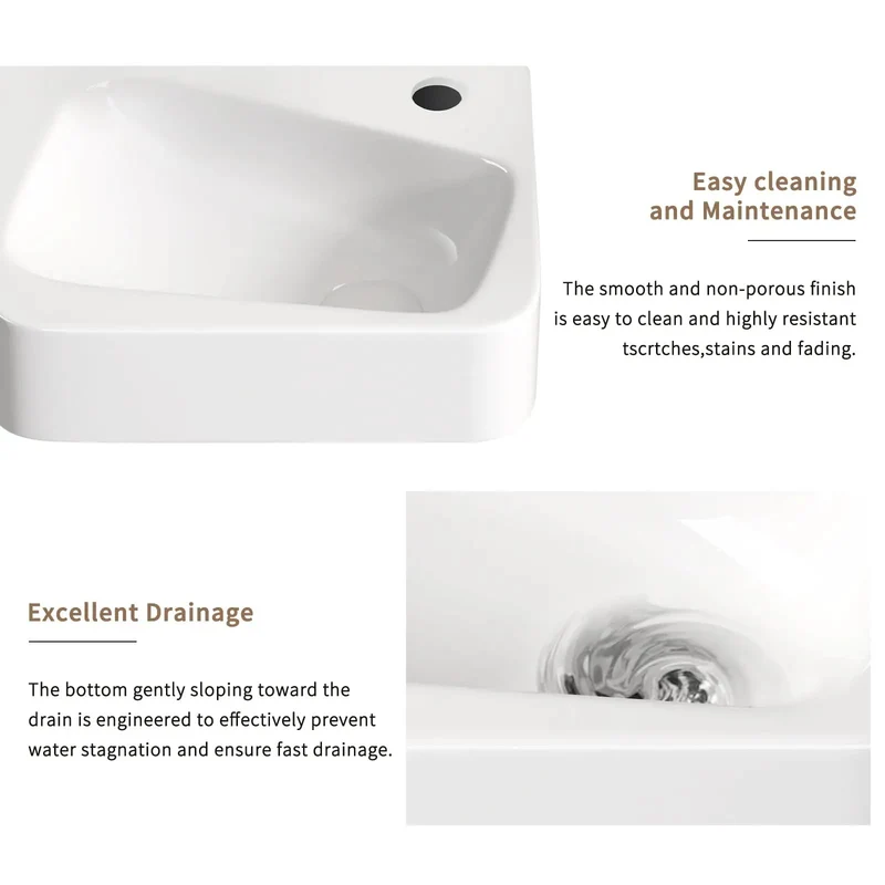 Top Shelf Wall Mount Bathroom Sink Tough Ceramic Vessel Basin Milk White Compact Rectangle Washstand Tight Footprint Layout Smooth Finish Quick Hookup Setup For Home Baths