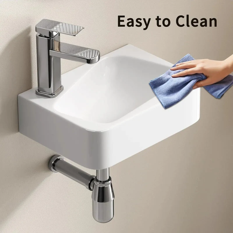 Top Shelf Ceramic Wall Mount Bathroom Sink In Crisp Milk White Designed As A Roomy Rectangular Floating Vessel Basin For Tight Spots And Swanky Powder Rooms Or Main Baths