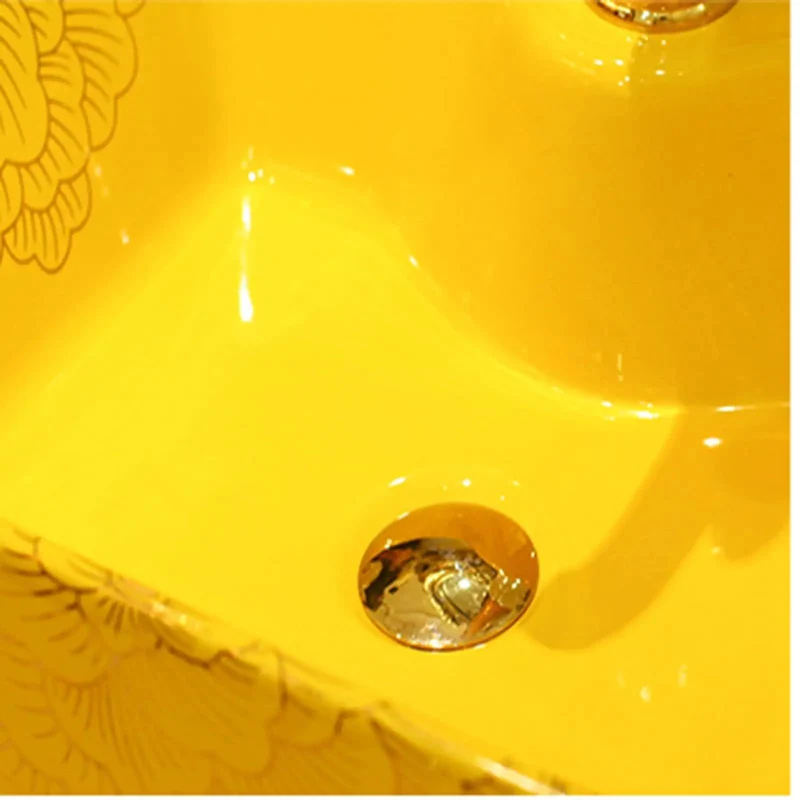 Top Shelf Gold Rectangle Vessel Sink Above Counter Bathroom Vanity Basin Premium Ceramic Countertop Washbasin Lowkey Stylish House Refresh Staple With Smooth Daily Flow And Clean Urban Vibes