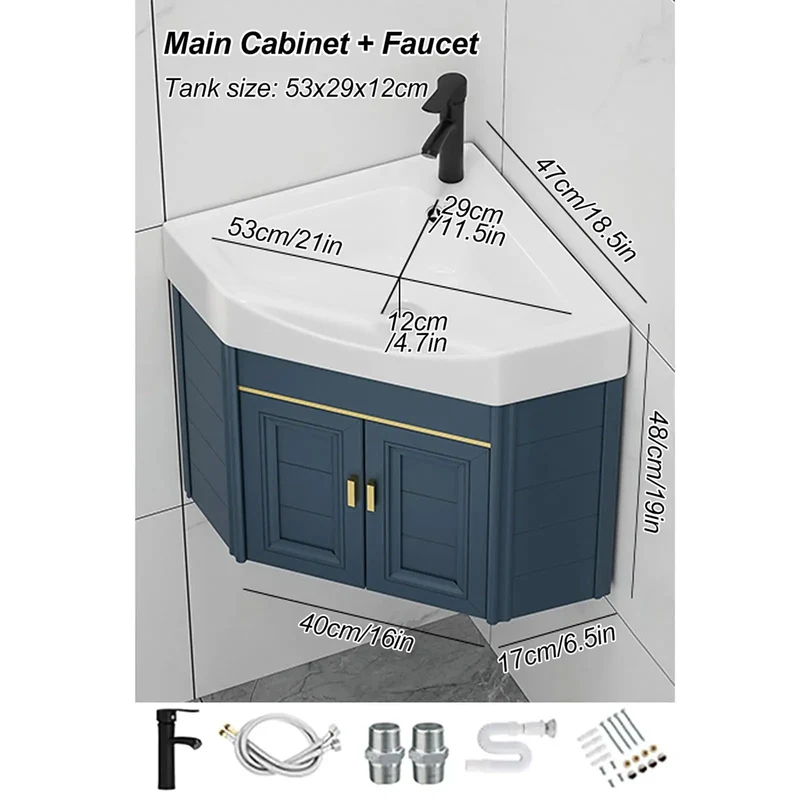 Slick Space Saving Corner Vessel Sink And Vanity Cabinet Combo Featuring Knockout White Gloss Ceramic Finish With Complete Faucet Kit For Tight Bathrooms And Easy Hookup