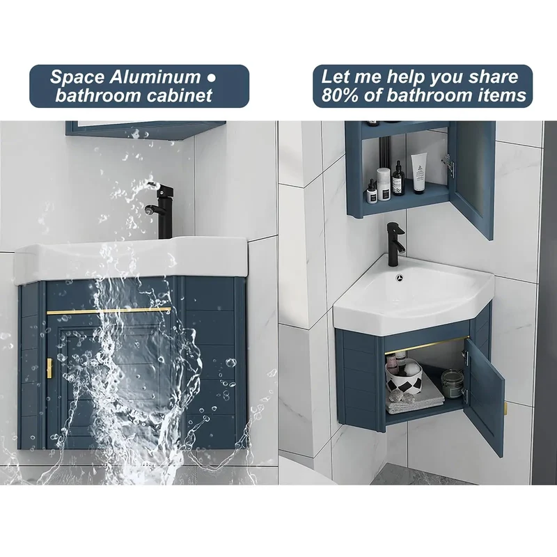 Slick Space Saving Corner Vessel Sink And Vanity Cabinet Combo Featuring Knockout White Gloss Ceramic Finish With Complete Faucet Kit For Tight Bathrooms And Easy Hookup