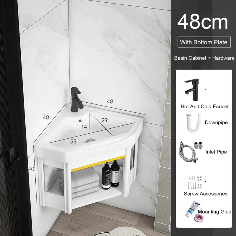 Premium Corner Vessel Sink With Chrome Faucet And Drain Set White Modern Triangle Washbasin Wall Mount Combo For Tight Spaces Zero Hassle Install Big Time Upgrade