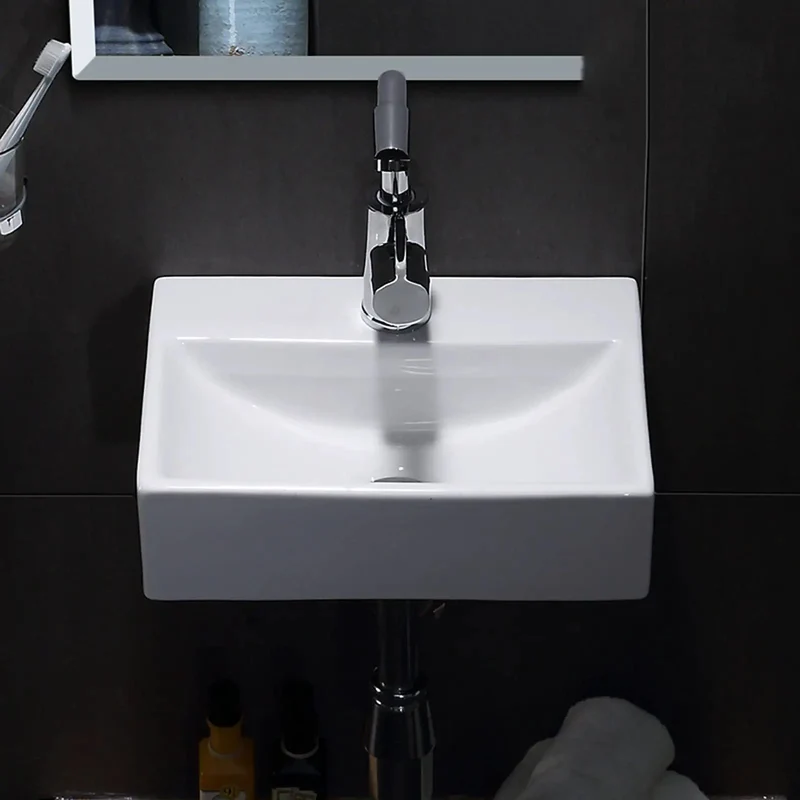 Slick Wall Mount Ceramic Vessel Sink With Faucet For Small Bathrooms Modern White Basin Corner Vessel Washbasin Scratch Resistant Top Shelf Quality No Hassle Install Space Saving Design Clean Lines Upgrade Your Spot Today