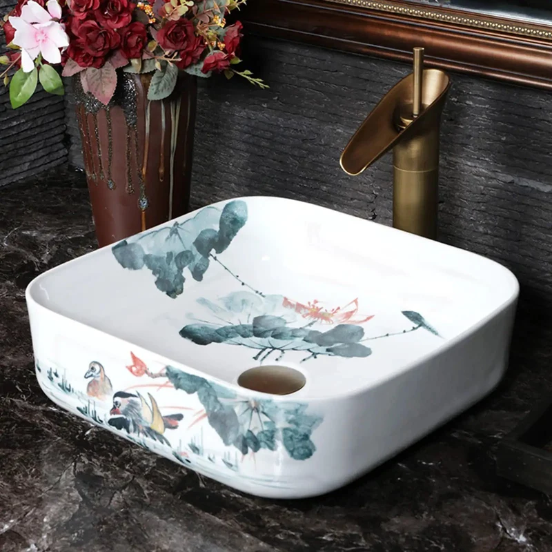 Square Ceramic Vessel Sink For Modern Bathrooms, White Porcelain Countertop Basin With High Gloss Finish, Faucet And Drainer Included, Hassle Free Setup, Pro Level Style Upgrade