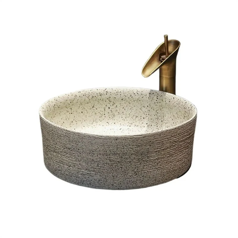 Dead Simple Round Ceramic Vessel Sink Countertop Wash Basin With Smooth Glaze Finish No Big Fuss Cleanup Versatile Build Knockout Look For Home Bathroom Patio Hotel Vanity Decor 40 Cm