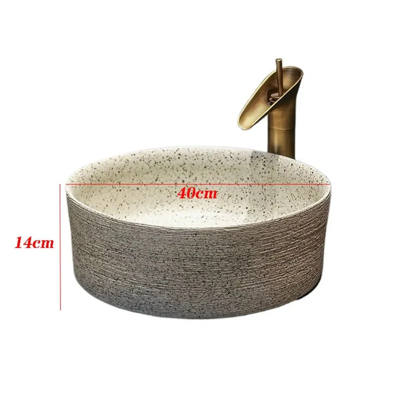 Dead Simple Round Ceramic Vessel Sink Countertop Wash Basin With Smooth Glaze Finish No Big Fuss Cleanup Versatile Build Knockout Look For Home Bathroom Patio Hotel Vanity Decor 40 Cm