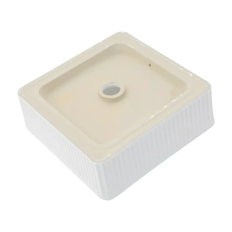 Slick White Ceramic Square Vessel Sink For Bathroom Countertops Dead Simple Stain Acid Resistant Smooth Polished Surface Straight Up Top Tier Premium Quality