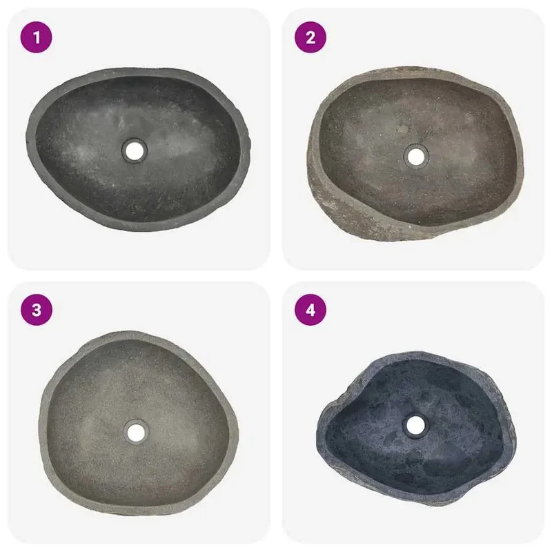 Rock Solid Handcrafted River Stone Oval Countertop Vessel Sink For Modern Bathrooms Featuring A Slick Polished Interior That Wipes Clean In A Jiffy And Delivers Serious Durability For Daily Use