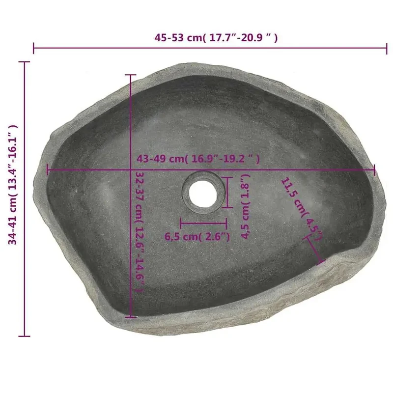 Rock Solid Handcrafted River Stone Oval Countertop Vessel Sink For Modern Bathrooms Featuring A Slick Polished Interior That Wipes Clean In A Jiffy And Delivers Serious Durability For Daily Use