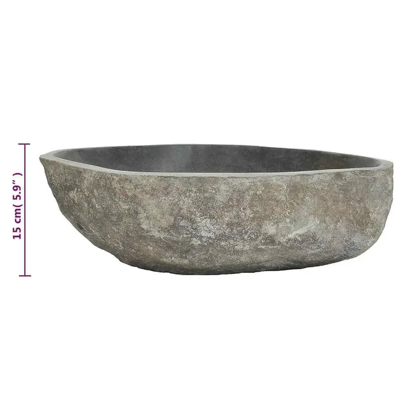 Rock Solid Handcrafted River Stone Oval Countertop Vessel Sink For Modern Bathrooms Featuring A Slick Polished Interior That Wipes Clean In A Jiffy And Delivers Serious Durability For Daily Use
