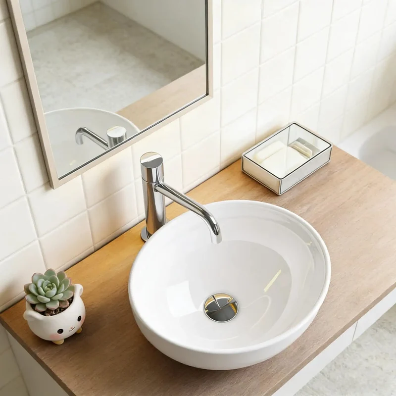 Compact Oval Ceramic Above Counter Sink For Small Bathrooms Boasting A Knockout Washing Bowl Sleek Glazed Finish And No Headache Installation That Slips Into Tight Vanities While Keeping Surfaces Slick And Spotless