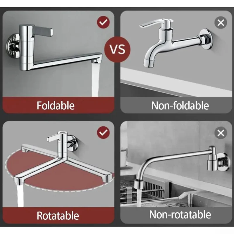 Heavy Duty Wall Mounted Kitchen Faucet Single Handle Cold Water Only Featuring A Smooth Swiveled Extended Spout Crafted From Solid 304 Stainless Steel And Sporting A Slick Silver Coat Perfect For Dead Simple Utility And Mop Pool Cleanup