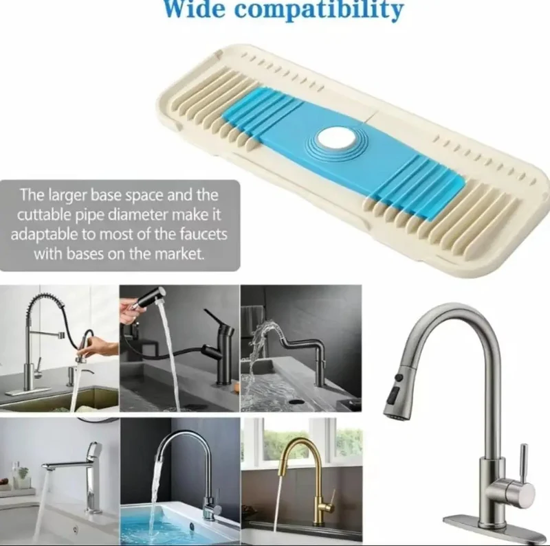 Hands Down The Best Beige Silicone Faucet Drip Catcher Mat For Kitchen Sinks With Deck Plates Thanks To Its Cuttable Center And Grippy Base That Keeps Counters Zero Stress And Dry All Week Long