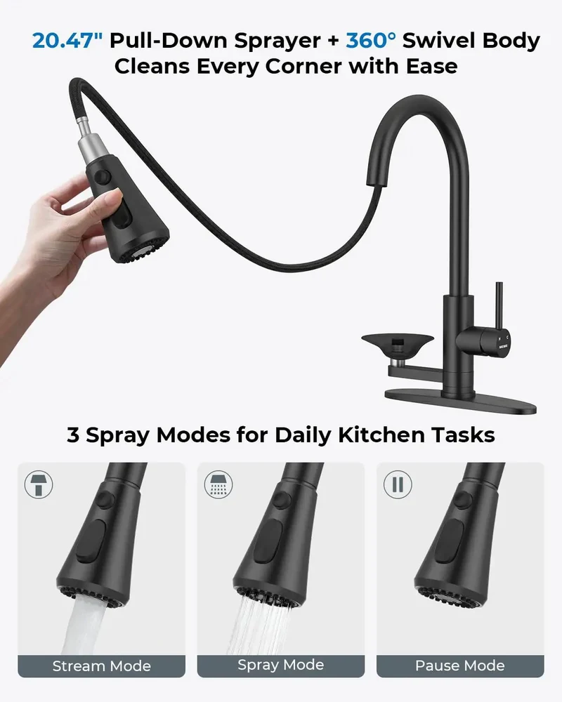 Modern Kitchen Faucet Pull Down Sprayer Integrated Cup Washer 3 Spray Modes Handles Bottles Glasses And Mugs Quick Cleanup Hassle Free Sink Routine Kitchen Game Changer That Really Slaps Smooth As Butter