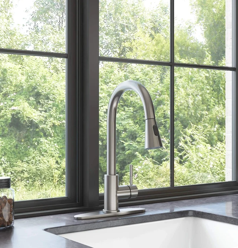 Heavy Duty Single Handle Kitchen Sink Faucet With High Arc Pull Down Sprayer Rust Resistant Stainless Steel Build And Ceramic Disc Valve For Hassle Free Setup
