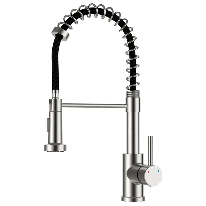 Brushed Nickel Kitchen Faucet With Pull Down Sprayer And 360 Swivel Spout Featuring A Smooth Operator Design That Eats Through Grease And Hard Water Buildup While Delivering Hella Strong Spray To Tackle Stubborn Stains