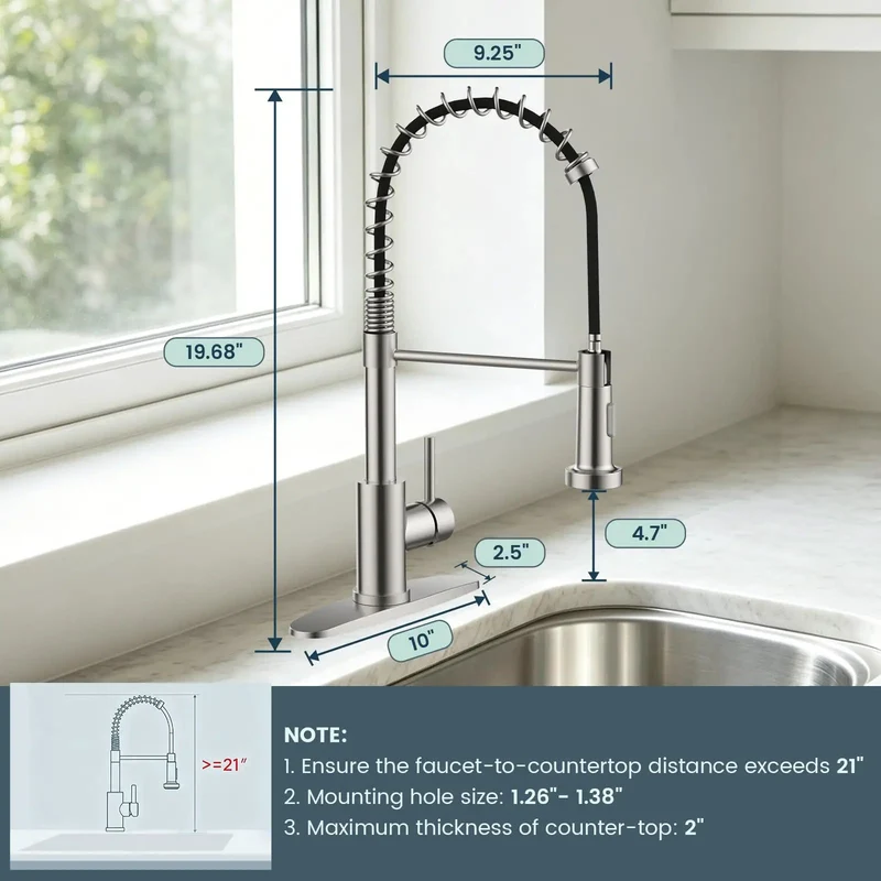 Brushed Nickel Kitchen Faucet With Pull Down Sprayer And 360 Swivel Spout Featuring A Smooth Operator Design That Eats Through Grease And Hard Water Buildup While Delivering Hella Strong Spray To Tackle Stubborn Stains