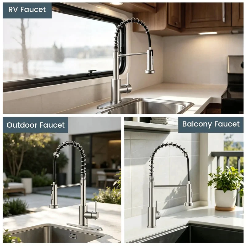 Brushed Nickel Kitchen Faucet With Pull Down Sprayer And 360 Swivel Spout Featuring A Smooth Operator Design That Eats Through Grease And Hard Water Buildup While Delivering Hella Strong Spray To Tackle Stubborn Stains
