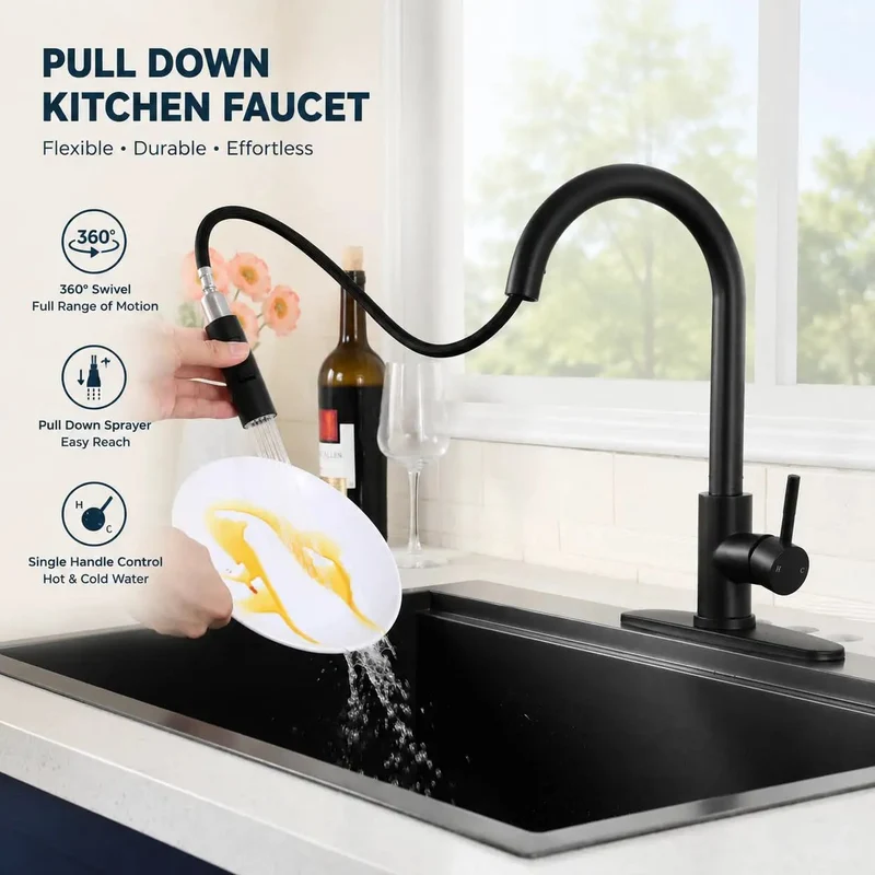 Badass Matte Black Kitchen Faucet With Pull Down Sprayer And High Arc Single Handle For Easy Sink Cleaning Plus Lead Free Stainless Steel Build That Seriously Outlasts The Competition